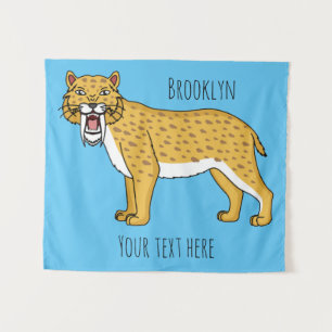 Sabre-toothed tiger illustration tapestry
