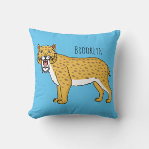 Sabre-toothed tiger illustration throw pillow