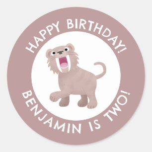 Sabre Toothed Tiger Smilodon personalized birthday Classic Round Sticker