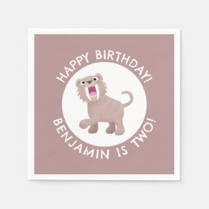 Sabre Toothed Tiger Smilodon personalized birthday Napkin