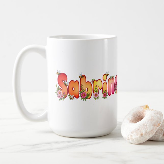 Sabrina - Floral and Bee Design Mug (Avec donut)