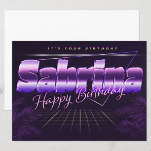 Sabrina Name First name lila retro card Birthday