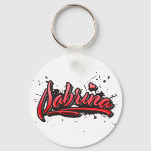 Sabrina red Heart Graffiti Schlüsselanhänger Keychain