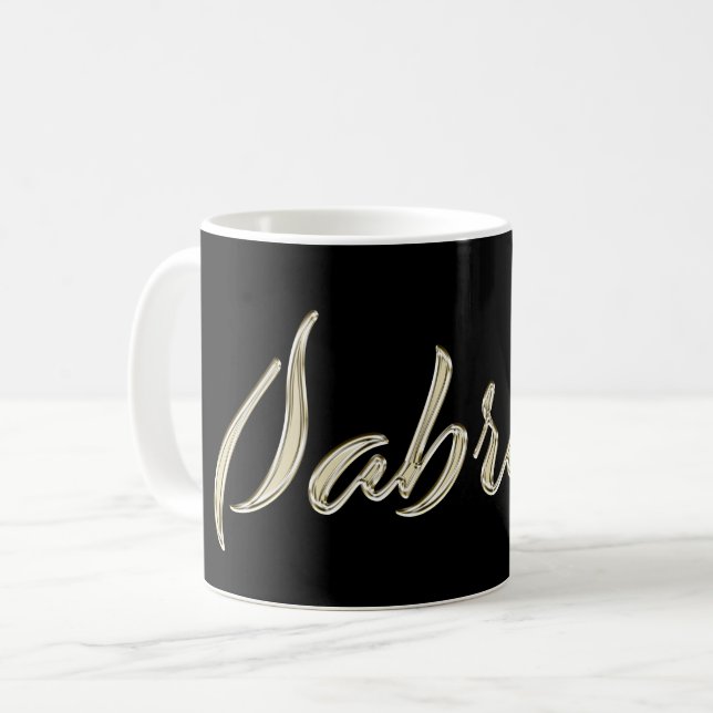 Sabrina white Handwriting Tasse Kaffeetasse Coffee Mug (Front Left)