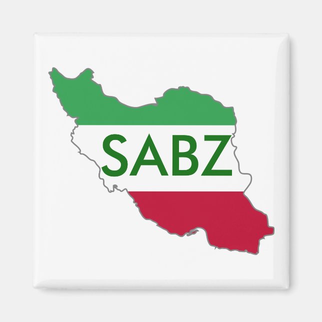 "SABZ" Iran Flag Map Magnet (Front)