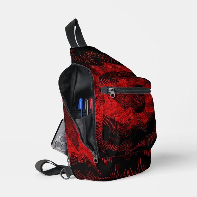 Sac À Bandoulière Abstrait rouge (Ouvrir)