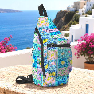 Sac À Bandoulière agrumes turquoise siciliens azulejo méditerranéen