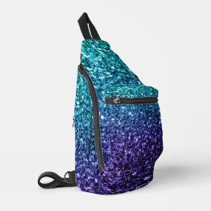 Sac À Bandoulière Aqua blue ombre fausse parties scintillant scintil