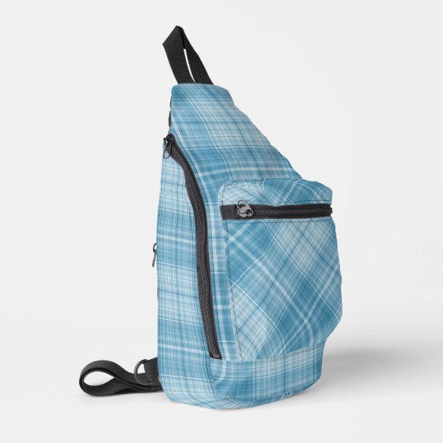 Sac À Bandoulière Aqua et Plaid blanc (Coin gauche)