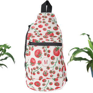Sac À Bandoulière Aquarelle de tomate Monogramme méditerranéen initi