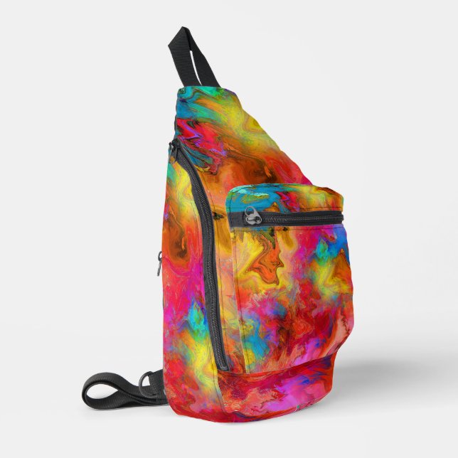 Sac À Bandoulière Art arc-en-ciel coloré moderne branché (Coin gauche)