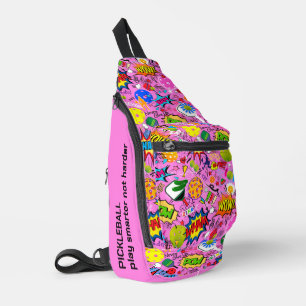 Sac À Bandoulière 😍 avec texte mélangé à la boule de pickball rose