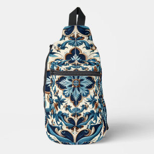 Sac À Bandoulière Azulejo Porcelain Carrelage bleu Motif méditerrané