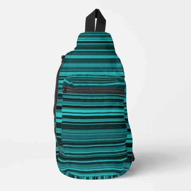 Sac À Bandoulière Bandes noires turquoises (Recto)