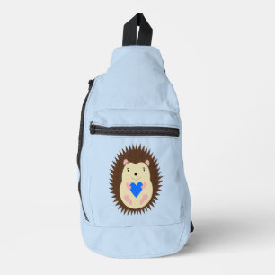 Sac À Bandoulière Bébé Garçon Hérisson Cœur Bleu
