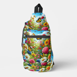 Sac À Bandoulière Belle Fleur de papillon Jardin Fluttering Bloom