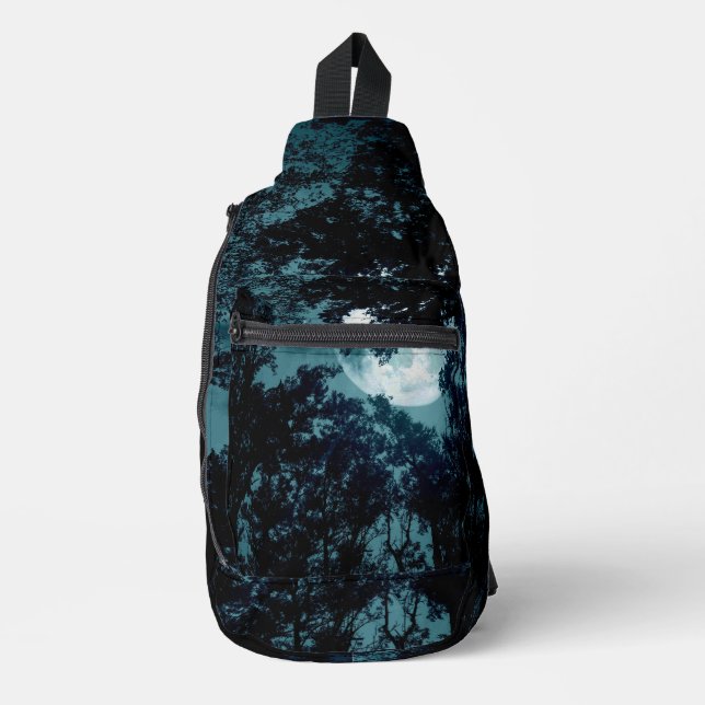 Sac À Bandoulière Belle Lune qui coule avec les arbres (Recto)