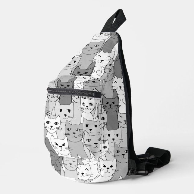 Sac À Bandoulière Black White Gris Chats Design Sling Sag (Coin droit)