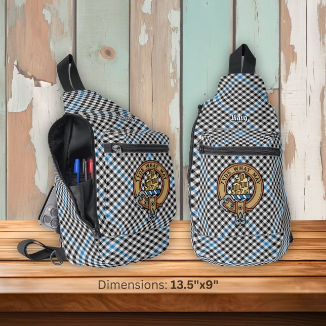 Sac À Bandoulière Blason de Clan Haig sur tartan à carreaux (Créateur téléchargé)