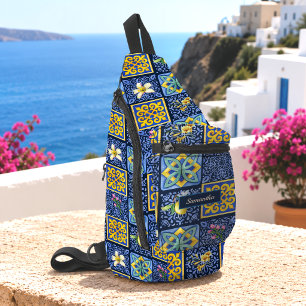 Sac À Bandoulière Bleu chic sarcelle sicilien citrique Méditerranéen