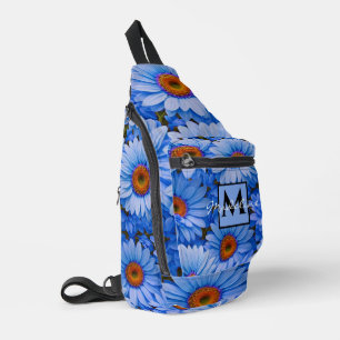 Sac À Bandoulière Bleu floral bleu tournesol bleu marguerite personn