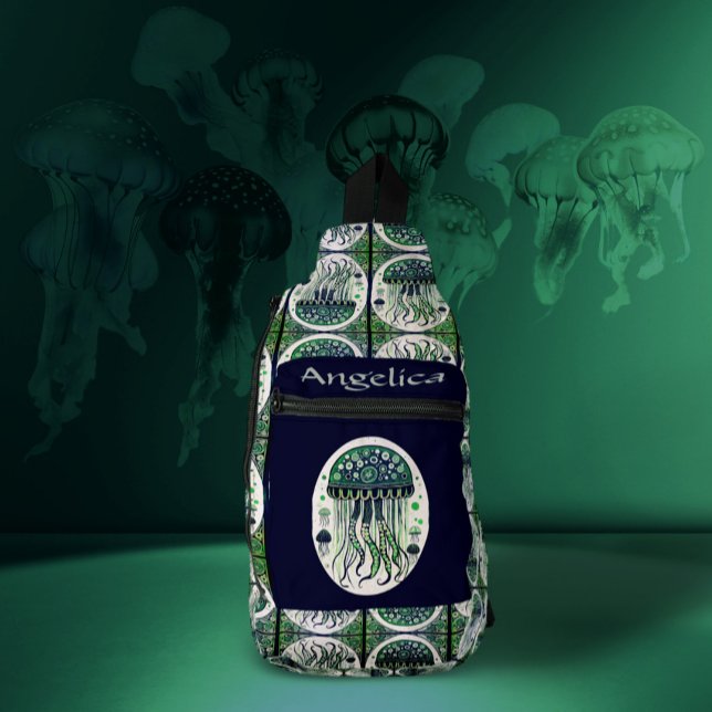 Sac À Bandoulière Bleu vert méduse (Créateur téléchargé)