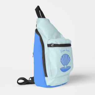 Sac À Bandoulière Blue Baby Boy Coquille d'huîtres et Pearl Nom pers