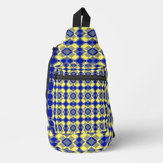Sac À Bandoulière Blue Yellow Checker Argyle Pattern (Recto)