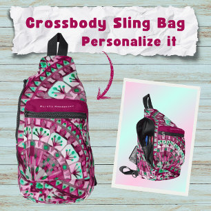 Sac À Bandoulière Boho Mosaic Carreaux rose Berry -