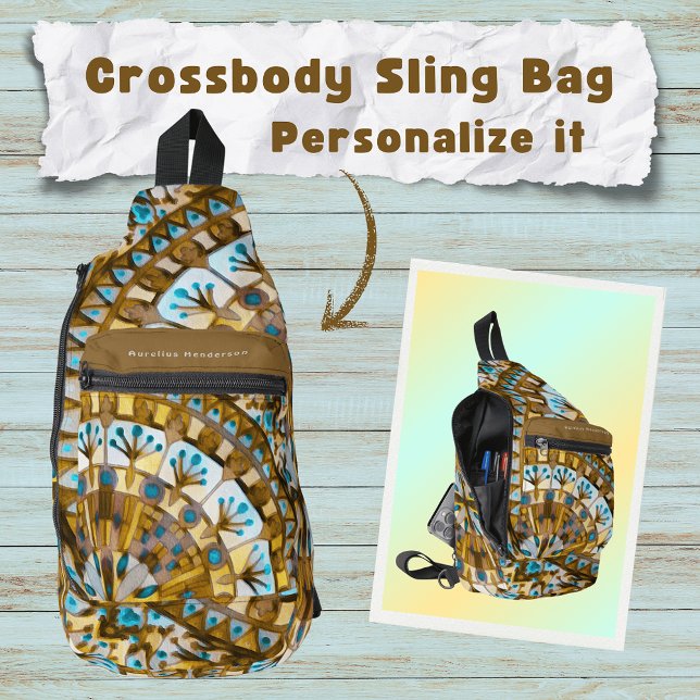Sac À Bandoulière Boho Mosaic Carrelage jaune Miel - (Créateur téléchargé)