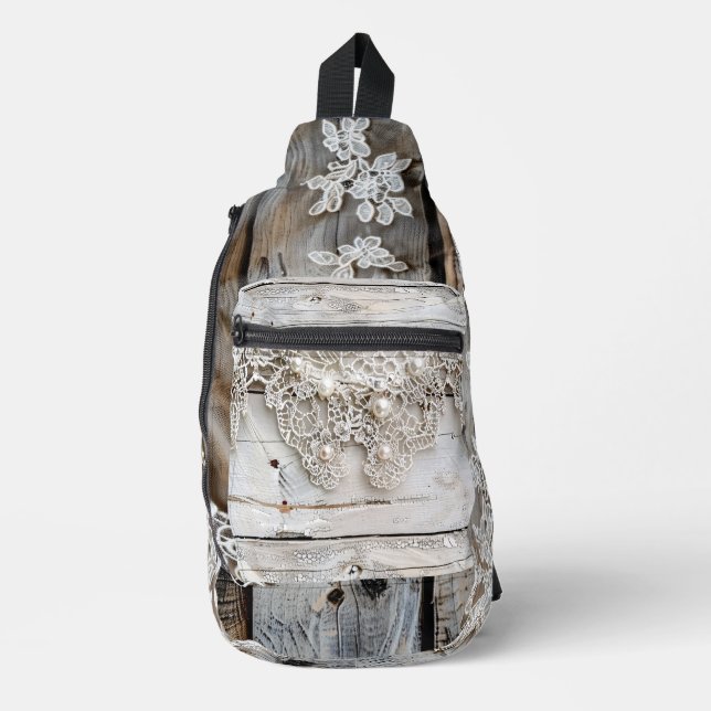 Sac À Bandoulière Bois rustique et dentelle antique (Recto)