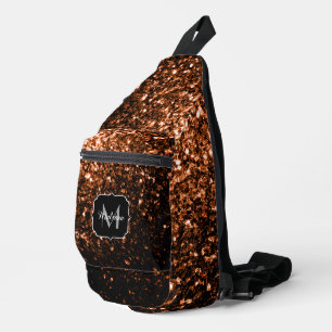 Sac À Bandoulière Bronze brun faux parties scintillant scintille Mon