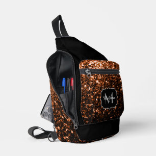 Sac À Bandoulière Bronze brun faux parties scintillant scintille noi