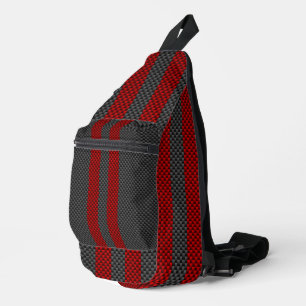 Sac À Bandoulière Burgundy Red Carbon Fibres Stripes