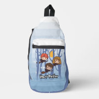 Caricature Harry, Ron, & Hermione Voler Dans Woods
