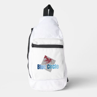 Sac À Bandoulière Carré gris avec tache rouge et texte de cercle ble