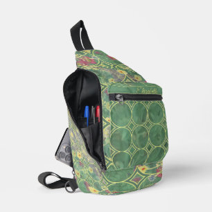 Sac À Bandoulière Carreau Vert Floral