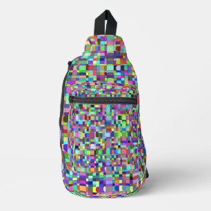 Sac À Bandoulière Carrés Abstraits Formes Motif multicolore