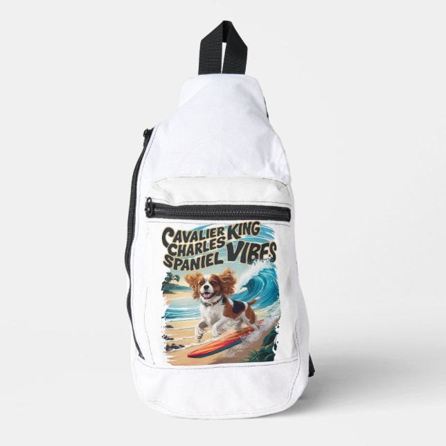 Sac À Bandoulière Cavalier King Charles Spaniel Surf (Recto)