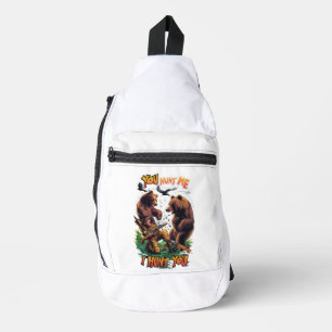 Sac À Bandoulière Chasse amusante Tee - shirt ours bataille pour le