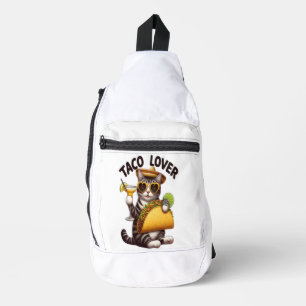 Sac À Bandoulière Chat cool Profitant Du Mardi Taco