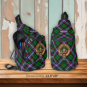 Sac À Bandoulière Clan Russell Crête sur Tartan