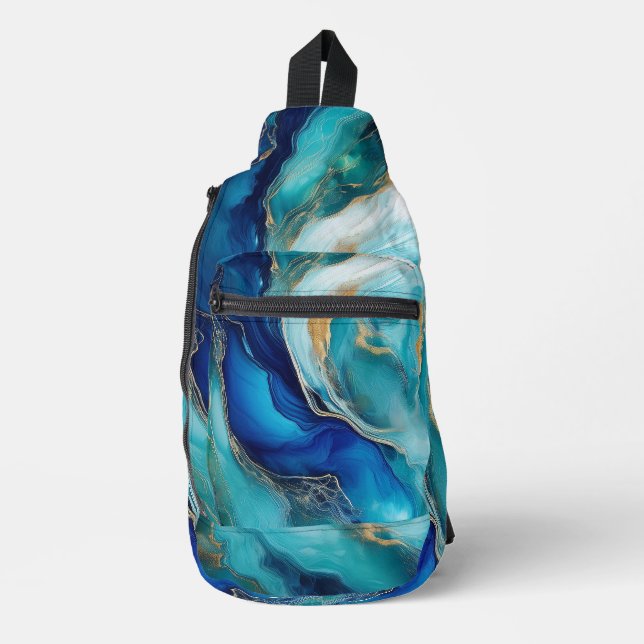 Sac À Bandoulière Cobalt Tides : Une Exploration Abstraite (Recto)