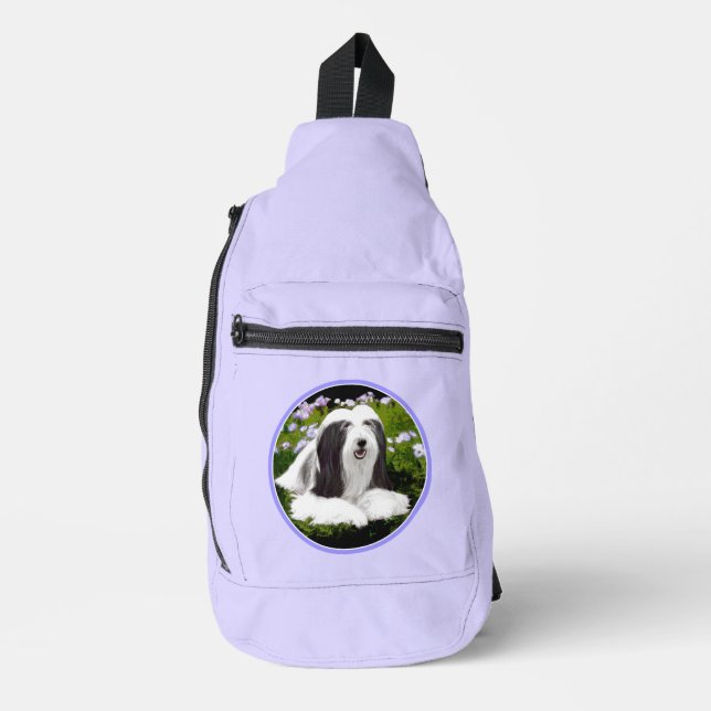Sac À Bandoulière Collie hardie Black Peinture Cute Dog Art (Recto)