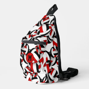 Sac À Bandoulière couleur rouge noir équipe volleyballs monogrammed