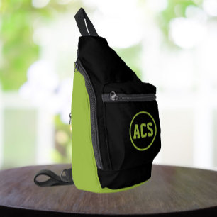 Sac À Bandoulière Couleurs et lettres de l'école noir et vert