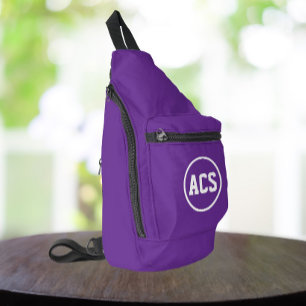 Sac À Bandoulière Couleurs et lettres de l'école Purple and White