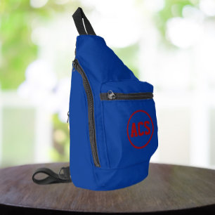 Sac À Bandoulière Couleurs Scolaires Bleu Royal et Rouge avec Lettre