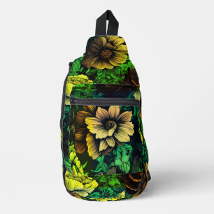 Sac À Bandoulière Couleurs uniques Vintage vert floral imprimé