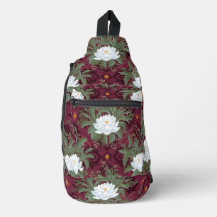 Sac À Bandoulière Crimson Lotus Elegance Motif - Le Lotus Blanc